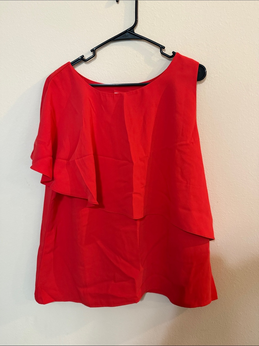 Chico's Red One-Shoulder Ruffle Blouse